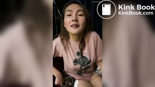 Thai girl drink wine pooping