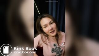 Thai girl drink wine pooping