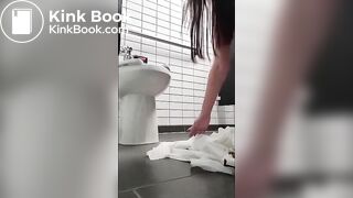 crazy girl smears her shit on public bathroom