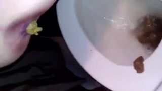 Girl takes a shit in the toilet