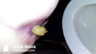 Girl takes a shit in the toilet