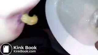 Girl takes a shit in the toilet