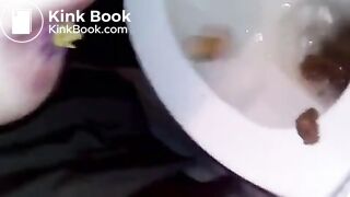 Girl takes a shit in the toilet