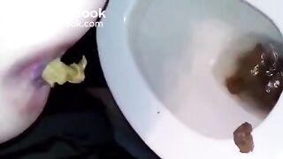 Girl takes a shit in the toilet