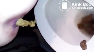 Girl takes a shit in the toilet