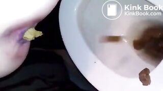 Girl takes a shit in the toilet