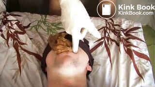 dm blonde shitting in the slave's mouth and sitting to