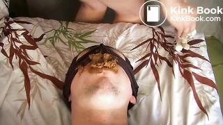 dm blonde shitting in the slave's mouth and sitting to