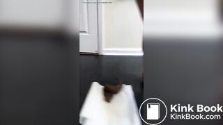 Babe with huge tits takes a dump