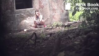 Girl poops outside!