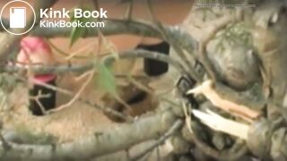 3 girls drop logs on beach