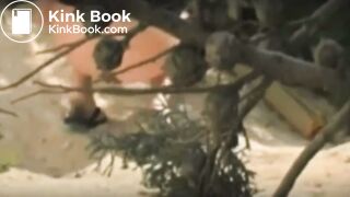 3 girls drop logs on beach