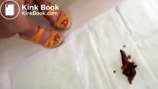 Cute Asian teen shits closeup