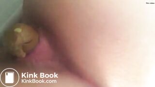 girl pooping on toilet rear view