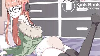 Sweet anime girl messes her diaper