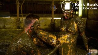 Betty and Scati Own dirty nylon fun in cowshit