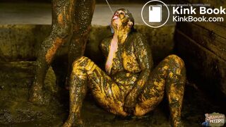 Betty and Scati Own dirty nylon fun in cowshit