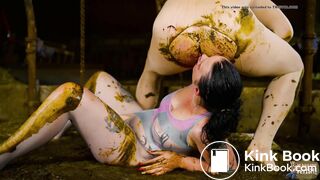 Betty and Scati Own dirty nylon fun in cowshit