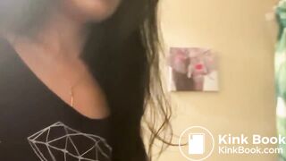 Latina girl pooping on toilet