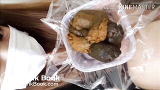 Girl pooping selfie.