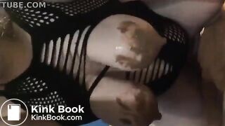 Filthy bbw eats shit while getting fucked