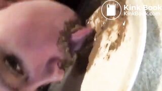 Filthy bbw eats shit while getting fucked