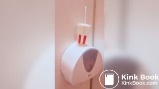 She eats her shit out of a public toilet