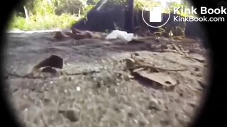 Spying a girl pooping outdoor