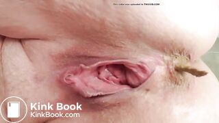 Close up chubby girl has a loose crackling poop