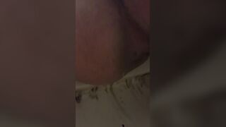 Chubby girl pooping out small turd