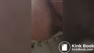 Chubby girl pooping out small turd