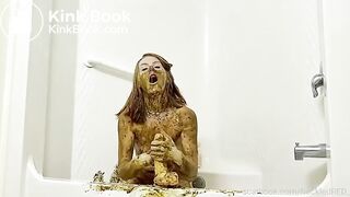 redhead anal shit gaming in bathtub