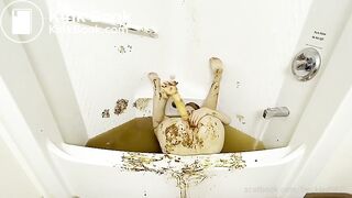 redhead anal shit gaming in bathtub