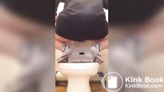 Asian chuppy girl pooping on toilet
