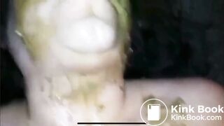 Fat pig pukes on shitty dick