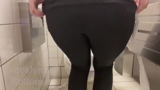 Girl has to poop a lot in public toilet