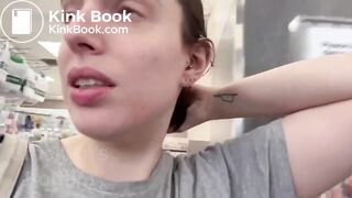 Girl has to poop a lot in public toilet