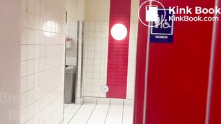 Girl has to poop a lot in public toilet