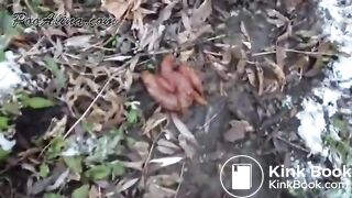 Amateur girl Alina poop and fart in the forest