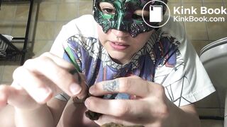 Blonde girl try to eat her poop
