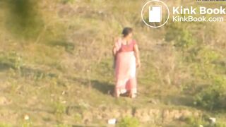 Saree Desi shitting in open field