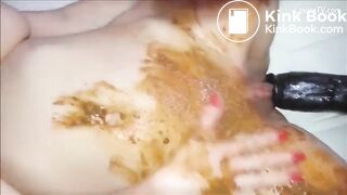 black dildo scat masturbation