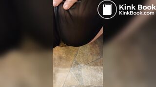 panty poop in black transparent panties