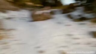 Woman pooping outdoor