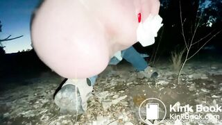 Woman pooping outdoor