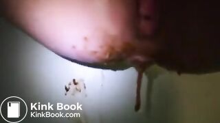 disgusting panty poop while sitting on the toilet