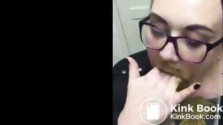 Nerd girl eating shit @@