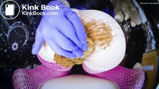 sweetbettypalour shits in fishnets+ dildo