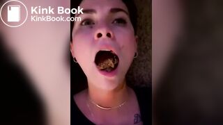 Cute girl chews & swallows all of her master's shit