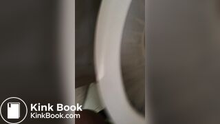 Hairy milf unloads logs between her legs into the bowl